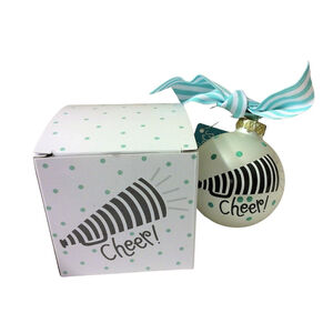 NIB Coton Colors Cheer Cheerleader Glass Ornament by Laura Johnson 3 Inch